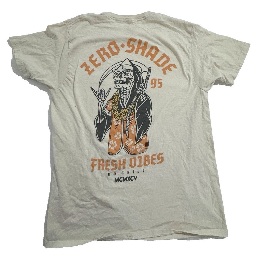 FRESH VIBES Grim Reaper  T-Shirt Men's L  Zero Shade Hawaiian Skeleton So Chill